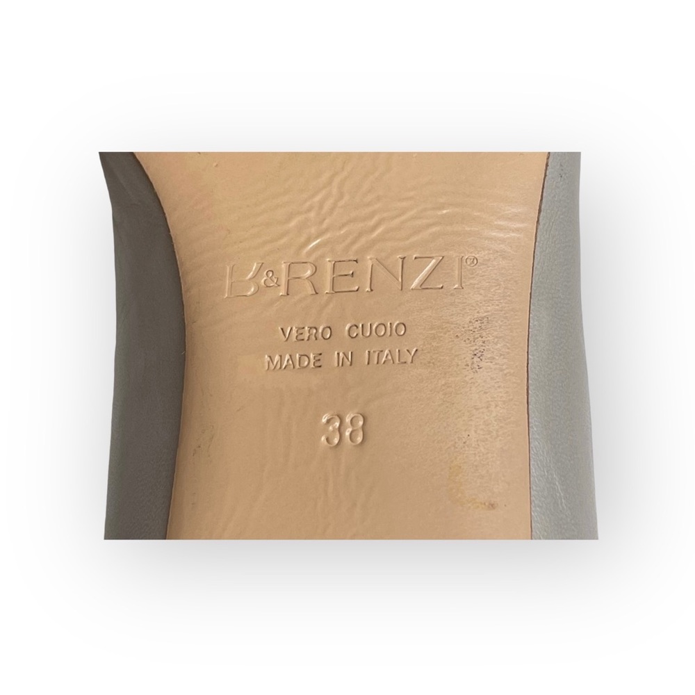 R & Renzi ❁ Mirror Peep Toe Flats with Camellia ❁ Silver Graphite ❁ 38 7.5M 8M ❁ - Picture 12 of 16